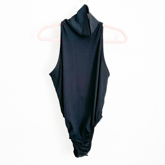 NWOT Missguided Black Ribbed Mock neck Sleeveless Bodysuit sz 8 / 10 - Picture 5 of 11